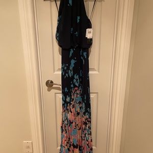 NEW Betsy & Adam Chiffon Floral Halter Maxi